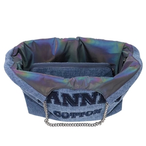 Large Capacity Denim Tote <b>Bag</b> Solid Color Shoulder <b>Bag</b> Eco-friendly Button Closure All Seasons Daily Use - Product Image 3