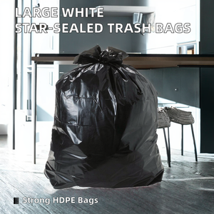 Sac poubelle biodégradable en HDPE à soufflets latéraux, grand format, blanc, scellé à l'étoile, marque UKHI, pour poubelle domestique et alimentaire - Product Image 2