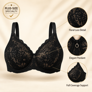 Soutien-gorge à armatures confort quotidien, bonnets garnis de dentelle, ailettes respirantes, bretelles tricotées pour adultes - Product Image 3