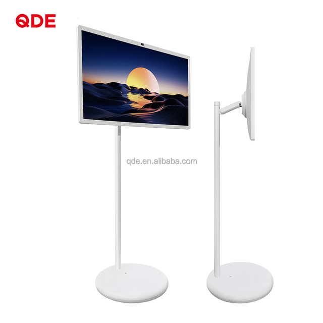 QDE Floor Standing Portable 4K UHD Touch Screen Smart Multi-OS Wireless Casting LCD LED Mobile TV