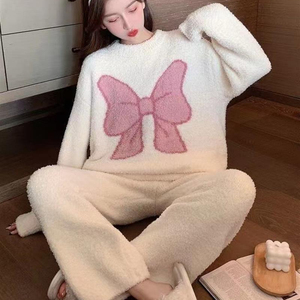 Pigiama caldo autunno e inverno da <span class=keywords><strong>donna</strong></span> carino in pile di corallo con più tessuto di flanella di velluto Internet Hot Sweet - Product Image 2