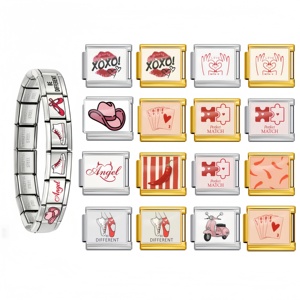 En gros, Breloques pour bracelets à breloques italiens, thème Amour, en acier inoxydable, motifs Lèvres, Puzzle, Chaussures de ballet, pour la création de bijoux DIY - Product Image 1