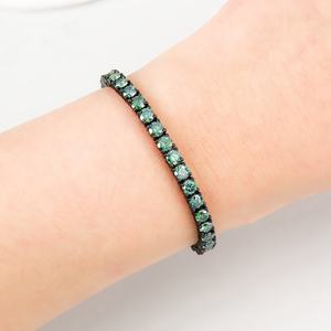 สร้อยข้อมือเทนนิสโมอิสซาไนต์สีเขียวสดใสคุณภาพสูง ขนาด 4 มม./7 นิ้ว เงินแท้ 925 ชุบโรเดียม สีทองดำ ของขวัญสำหรับงานปาร์ตี้ - Product Image 3
