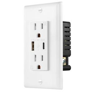 เต้ารับติดผนังแบบ 2 ช่องยูเอชอี โมเดิร์น พร้อมพอร์ต USB-C 5VDC 4.2A IP20 16A ดีไซน์พลาสติกตกแต่ง - Product Image 2