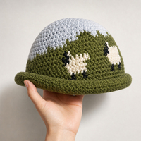 Sombrero Cloche de Acrílico Personalizado con Diseño de Crochet, Estilo Hecho a Mano, Ala Estrecha, Gorra de Moda para Mujeres y Hombres