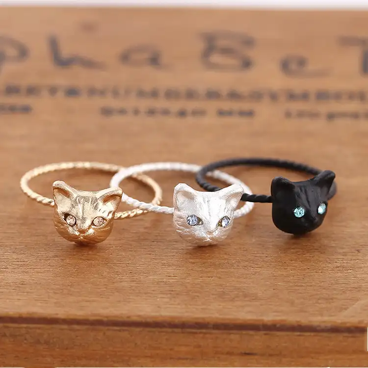 Versione coreana squisita carino realistico piccolo gatto anello animale PER LE DONNE