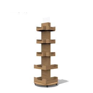 ホイール付きウッドブックマガジンパンフレットディスプレイスタンド - Product Image 1