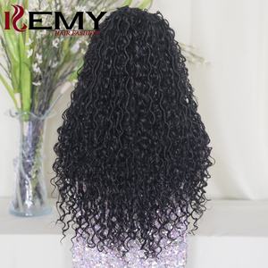 KEMY HAIR, venta al por mayor, pelucas sintéticas <span class=keywords><strong>con</strong></span> <span class=keywords><strong>diadema</strong></span>, peluca negra sin pegamento para mujer, cuerpo recto, ondulado, Nu Locs, trenzada, peluca sintética hecha a máquina - Product Image 3