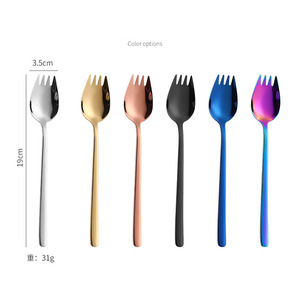 Titanium PVD Stainless Steel Salad Fork Colorful SS304 Spork <strong>Spaghetti</strong> <strong>Spoon</strong> - Product Image 6