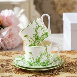 Light Luxury Pastoral & Fresh and Simple Style Lily Valley Ceramic Coffee Cup Saucer <b>Set</b> for Afternoon <b>Tea</b> - Product Image 2