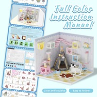 Kits de maison de poupée miniatures colorés Hamaileon avec housse anti-poussière, puzzle en bois 3D, chambre d'animaux mignonne, artisanat pour adultes débutants
