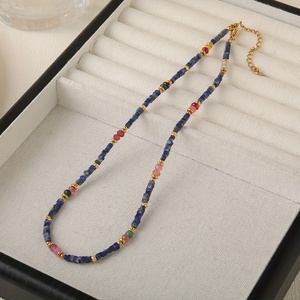 قلادة نسائية أنيقة، سلسلة عنق فاخرة من حجر اللازورد الطبيعي للارتداء اليومي - Product Image 2