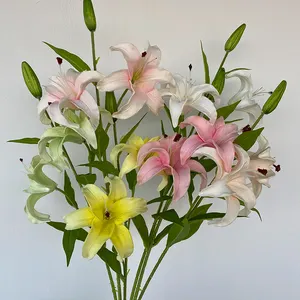 Competitive Price Long Branch Pu 3-head Tulip Artificial leaves For Decoration