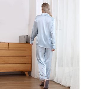 Estilo de moda 19mm 100% pijamas de diseñador de seda pura para mujer conjunto de pijama de seda de morera de manga larga - Product Image 2