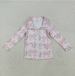 Vestes de yoga actives pour bébés filles avec fleurs, nœuds, poches et fermeture éclair - Product Image 5