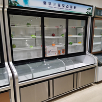 Vitrine Réfrigérée de Supermarché avec Porte en Verre, Réfrigérateur pour Fruits et Légumes, Congélateur Commercial Vertical