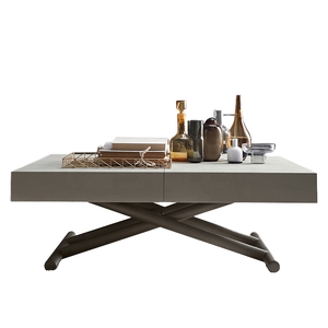 Contemporary Extendable Coffee <b>Table</b> with X-Shaped Metal Base and Wooden Top for Living Room - Product Image 1