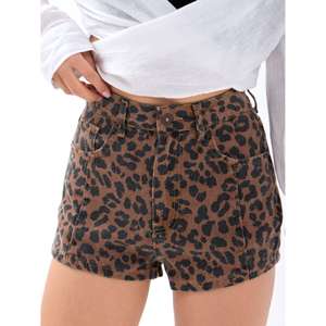 Pantalones Cortos de Mujer 7165, Estampado de Leopardo Catania, Lona, Cintura Alta, Ropa Casual - Product Image 2