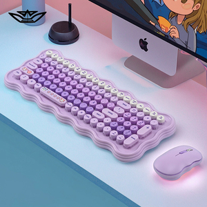 Lvkidron tổ hợp chuột bàn phím chơi game không dây 2.4G Mũ phím dễ thương màu Macaron 1600DPI Máy tính văn phòng máy tính xách tay không thấm nước - Product Image 3