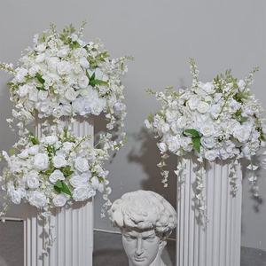 Boule de fleurs artificielles blanches de 50 cm pour mariage, ornement de mariage, centre de table en fleurs de soie - Product Image 3