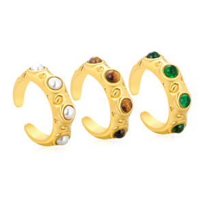 แหวนมรกตตาแมวทรงเหลี่ยมแบบไม่สมมาตรสำหรับผู้หญิง เครื่องประดับแฟชั่นสำหรับงานปาร์ตี้ - Product Image 5