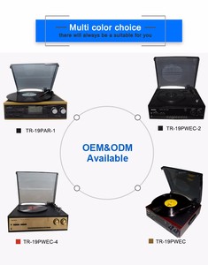 Caja de madera clásica Vintage reproductor de discos de vinilo Retro <span class=keywords><strong>tocadiscos</strong></span> gramófono inalámbrico USB BT altavoz de música electrónica de consumo - Product Image 4