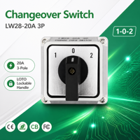 WNZJ LW28-20A 1-0-2 Interrupteur Rotatif à Came Industriel Électrique 230-440V 20A Gris Extérieur IP65 Étanche Certifié CE
