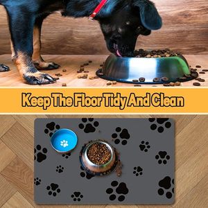 Tapete Absorbente de Secado Rápido para Comida y <span class=keywords><strong>Agua</strong></span> de Mascotas con Patrón de Huellas, Resistente a las Manchas, para Perros y Gatos que Beben de Forma Desordenada - Product Image 4