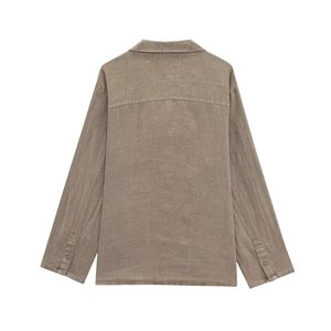 SHENZHU Wanita 2025 Musim Semi Mode Baru Kasual Linen V-neck Seri Blus Vintage Lengan Panjang Kemeja Wanita Blusas Atasan Chic - Product Image 2