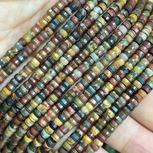 <span class=keywords><strong>Pierre</strong></span> <span class=keywords><strong>naturelle</strong></span> de jaspe Red Creek, forme galet, 2x4mm, à facettes, Haixi, pour la création de bijoux raffinés et tendance, environ 380mm - Product Image 5