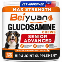 Complément alimentaire pour chiens âgés, saveur poulet, 120 comprimés, OEM ODM, glucosamine, pour les articulations des hanches, formule avancée