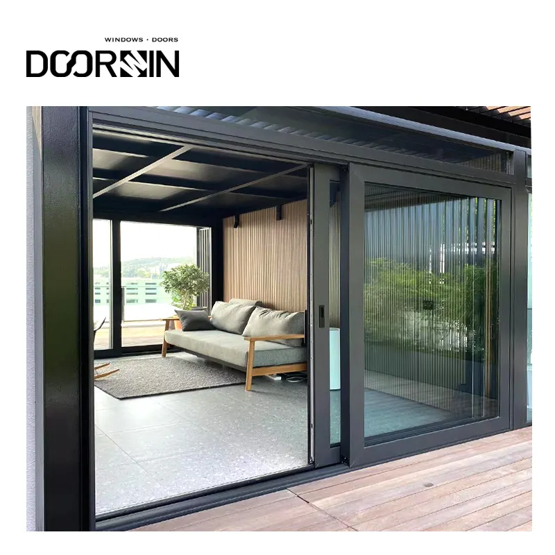 Doorwin New Design Energie effiziente Bürotür Hochleistungs-Gewerbe türen für Hotel Triple Glass Lift & Slide Door