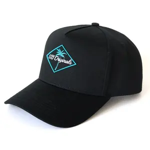 Spot Supply High Quality Mens Caps Baseball Caps Black Cotton 5 Panel 3D logo Flat Embroidery Golf Caps Sport Hats