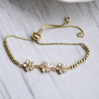 JML vente en gros d'accessoires de mode laminés en or 14k bracelet en zircon fleur réglable multicolore bijoux fins breloques pour femmes