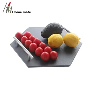 Grand <span class=keywords><strong>plateau</strong></span> de service hexagonal rustique <span class=keywords><strong>en</strong></span> <span class=keywords><strong>ardoise</strong></span> <span class=keywords><strong>avec</strong></span> poignées pour <span class=keywords><strong>table</strong></span>, canapé ou petit-déjeuner - Product Image 3