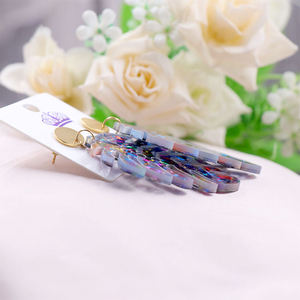 Ers180er1317 thiết kế mới handmade monstera lá Acrylic trang sức bông tai của phụ nữ nhiệt đới bên Cọ nhựa chính trống thiết lập - Product Image 4