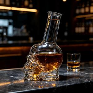 Carafe à crâne transparente <span class=keywords><strong>de</strong></span> style gothique 500 ml, <span class=keywords><strong>bouteille</strong></span> d'<span class=keywords><strong>alcool</strong></span> en forme <span class=keywords><strong>de</strong></span> crâne avec long col pour Tequila ou Rhum - Product Image 5