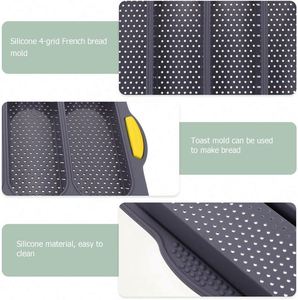Silicone Baguette Pan, Nonstick French Bread Mold Perforated Pan 4 Wave Loaves, Baking Liners Mat Oven <b>Toaster</b> Loaf BakingTray - Product Image 5