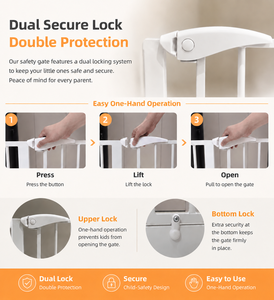 Barrière de sécurité réglable en fer et ABS de haute qualité pour bébés, chats et chiens, avec fixation par bouton-pression pour escaliers et portes - Product Image 2