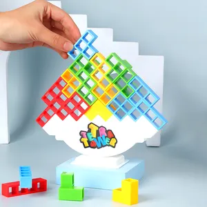 TetraTower Plastik-Spiel Stapelblöcke Ausgleich Puzzle Baugruppe Ziegel Lernspielzeug für Kinder und Erwachsene