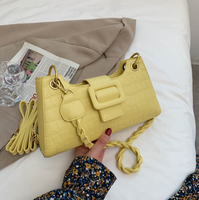 Sac à bandoulière vintage marron personnalisé en cuir PU gaufré crocodile pour femme avec chaîne tressée détachable