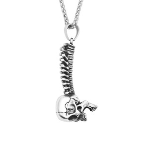 Yunnique – collier avec pendentif tête de mort en acier inoxydable pour hommes, design squelette, style punk, chaîne de 60cm - Product Image 5