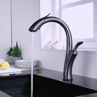 Robinet de cuisine moderne en laiton chromé nickel brossé avec douchette extractible, écrou de fixation SUS, tuyau d'arrivée de 60 cm, montage sur plan, garantie 3 ans