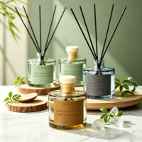 Diffuseur de parfum en rotin transparent, écologique, sans BPA, sans alcool, parfum longue durée pour la maison, les couloirs, les chambres, les salles de bain