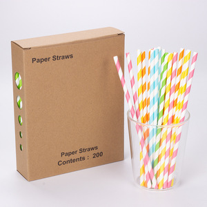 Paper Straws 200 Pieces Colorful Biodegradable For Party Drinks - Product Image 1