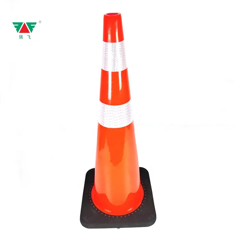 Cone de estrada de segurança pvc com base preta, 36 polegadas e 90 cm altura