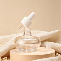 Flacon compte-gouttes en verre en forme d'ampoule de 30 ml avec insert compte-gouttes, idéal pour les huiles et liquides de soin de la peau, pour l'approvisionnement en contenants cosmétiques en vrac