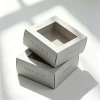Boîte à bijoux en carton avec tiroir coulissant et logo personnalisé, pour boucles d'oreilles, bagues, colliers, montres, avec fenêtre en PET