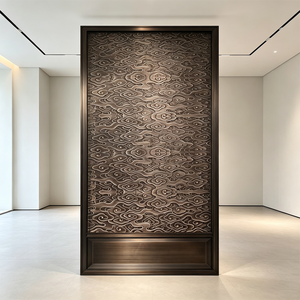 Paravent décoratif en acier inoxydable sur mesure, découpé au laser, ajouré, avec un design en relief 3D pour l'intérieur des villas et des hôtels - Product Image 1