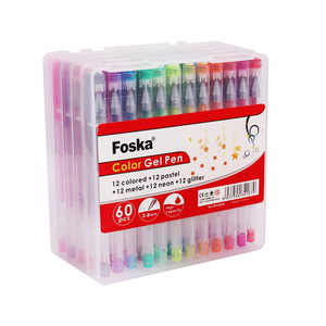 FOSKA - Juego de 60 <span class=keywords><strong>Rotuladores</strong></span> de Gel de Colores Únicos, Neón, Pastel, Metálicos, con Purpurina Personalizada, al por Mayor, para Colorear y Material Escolar - Product Image 1